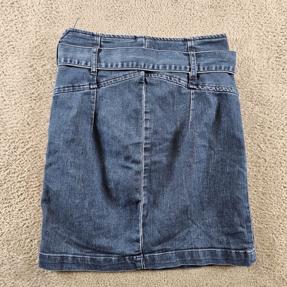 Free People Denim Mini Skirt High Waisted Belted Dark Wash Size 0